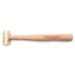 GEARWRENCH® 81-110G Soft Face Hammer, 11 in OAL, 1 in Dia Flat/Striking Face, 8 oz Brass Head, Hickory Wood Handle