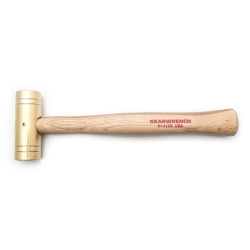 GEARWRENCH® 81-112G Soft Face Hammer, 13 in OAL, 1-1/2 in Dia Flat/Striking Face, 2 lb Brass Head, Hickory Wood Handle