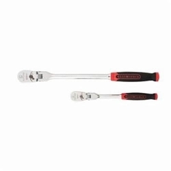 GEARWRENCH® 120XP™ 81204P Dual Material Flexible Head Ratchet Set, 1/4 in, 3/8 in Drive, Teardrop Head, 2 Pieces, Polished Chrome
