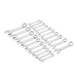 GEARWRENCH® 81903 Non-Ratcheting Stubby Length Combination Wrench Set, 20 Pieces, Polished Chrome