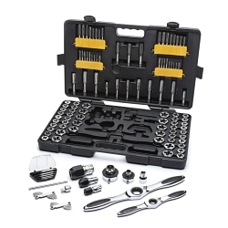 GEARWRENCH® 82812 Tap and Die Set, 114 Pieces, 1/8 in to 1/4 in Pipe, 3 to 18 mm, 4-40 to 3/4 in Tap Thread, 1/8 in to 1/4 in Pipe, 3 to 18 mm, 4-40 to 3/4 in Die Thread, BSP/NPT/UNC/UNF Thread, Hexagon Die