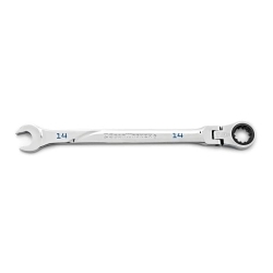 GEARWRENCH® 120XP™ 86214 XL Series Universal Spline Flexible Head Combination Wrench, 14 mm Wrench, 9-1/4 in OAL, Solid Steel, Polished Chrome