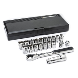 GEARWRENCH® 8921 Pass-Thru® Combination Tool Set, 3/8 in Drive, 21 Pieces, Chrome Vanadium Steel, Polished Chrome