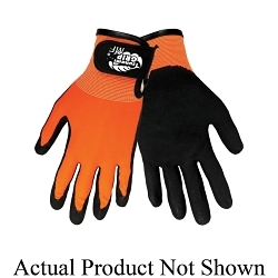 Global Glove Tsunami Grip® 510MFVL General Purpose Gloves, L, Nitrile Palm, Nylon, Black/Orange, Mach Finish Nitrile Coating, Resists: Abrasion