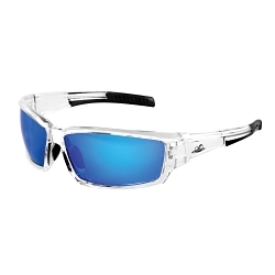 Bullhead Safety® Eyewear BH1419AF Safety Glasses, Anti-Scratch/Hydophilic, Blue Mirror Lens, Full-Frame Frame, Crystal Clear, Plastic Frame, ANSI Z87.1-2015