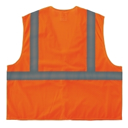 GloWear® 20989 8205Z Super Economy Vest, 4XL/5XL, Orange, Polyester Mesh, Zipper Closure, ANSI Class: Class 2, ANSI/ISEA 107-2015 Type R
