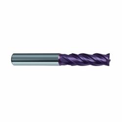 Guhring 9042500254000 4250 Type N Center Cutting Long Length Square End Single End High Performance End Mill, 1 in Dia Cutter, 2-1/4 in Length of Cut, 4 Flutes, 1 in Dia Shank, 5 in OAL, TiAlN/TiN
