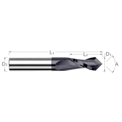Harvey Tool 72262-C3 Multi-Flute Drill/End Mill, 1/16 in Dia, 90 deg Point Angle, (2) Flutes, 3/16 in L Flute, 3/16 in Length of Cut, 1/8 in Dia Shank, 1-1/2 in OAL, AlTiN