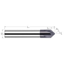 Harvey Tool 18315-C3 Type II Chamfer Cutter, 1/2 in Dia Cutter Head, 30 deg Included Angle, 3 in OAL, Solid Carbide, AlTiN