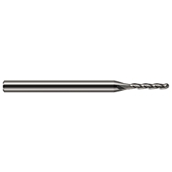 Harvey Tool 895808 Center Cut Long Length Miniature End Mill, 0.125 in Dia Cutter, 1/2 in Length of Cut, (3) Flutes, 1/8 in Dia Shank, 2-1/2 in OAL, Uncoated