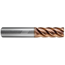 Helical Solutions 59878 Center Cut Corner Radius End Mill, 1/2 in Dia Cutter, 0.03 in Corner Radius, 1-5/8 in Length of Cut, (5) Flutes, 1/2 in Dia Shank, 4 in OAL, TPLUS