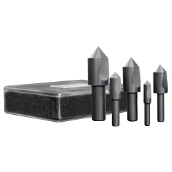 Cleveland® C00971 1001 Single End Straight Shank Countersink Set, 1/4 in Dia Min Head, 3/4 in Dia Max Head, 82 deg Max Included Angle, 1 Flutes, 5 Pieces, M42 HSS-Co 8, Steam Oxide