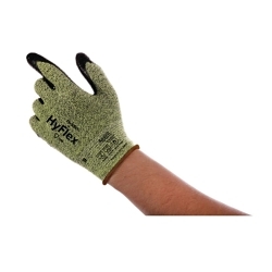 HyFlex 11-550 Industrial Grade Work Gloves, Seamless Style, Nitrile/Nylon/Para-Aramid/Spandex, Black/Green, Resists: Abrasion, Cut and Puncture, Nylon/Para-Aramid/Spandex Lining