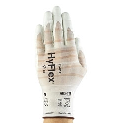 HyFlex® 11812060 11-812 Light Duty Work Gloves, Seamless Style, Foam Nitrile/Nylon/Spandex®, White, 7-1/2 in L, Resists: Abrasion, Cut and Puncture, ANSI Abrasion Level 2, ANSI Puncture Level 2