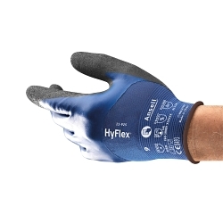HyFlex® 11925080 11-925 Industrial Grade Gloves, Knit, 8, Black, Knit Wrist Cuff, Nitrile Coating, Resists: Abrasion, Nylon/Spandex® Lining