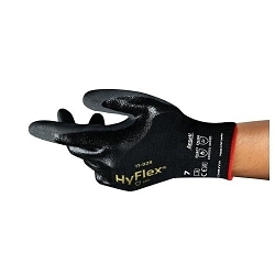 HyFlex® 813723 11-928 Medium Duty Glove, 9, Nitrile Coating, Aramid, Knit Wrist Cuff, Resists: Cut/Abrasion/Heat, ANSI Cut-Resistance Level: A4