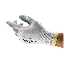 HyFlex® 205570 11-800 Breathable Industrial Safety Gloves, Seamless Style, 7, Foam Nitrile/Nylon Palm, Gray/White, Resists: Abrasion, Cut, Heat and Puncture, 15 ga Nylon Lining