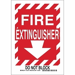 Brady® 123760 Rectangular Fire and Emergency Sign, 14 in H x 10 in W, White on Red, B-302 Polyester, Adhesive Mount