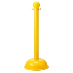 Brady® BradyLink® 92118 Large Stanchion Warning Post With C-Hook, 3 in Dia x 41 in H Polystyrene Post, 16 in Dia Polyethylene Dome/Fillable Non-Conductive Base