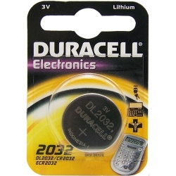 Duracell® DL2032BPK Coin Battery, Lithium-Manganese Dioxide, 3 V DC Nominal, 200 mAh Nominal, 2032, 3.3 V DC Charge