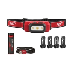 Milwaukee® 2111-21 Hard Hat USB Rechargeable Headlamp, LED Bulb, Plastic Housing, 475 Lumens