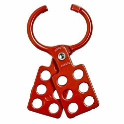 Brady® 105721 Economy Scissor Action Lockout Hasp, 6 Padlocks, 0.394 in Dia Max Padlock Shackle, Aluminum