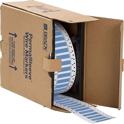 Brady® 2HT-250-2-BL-S-2 PermaSleeve® HT 2-Sided Printable High Temperature Write-On Wire Marking Sleeve, 12 to 8 AWG Wire, 1 in W, B-345 Heat Shrink Polyvinylidene Fluoride
