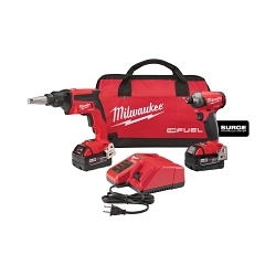 Milwaukee® 2896-22 2-Tool Cordless Combination Kit, Tools: Drywall Screwgun/Hex Hydraulic Driver, 18 V AC, 5 Ah Lithium-Ion Li-Ion Battery, 9 in L, Keyless, Cordless