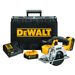DeWALT® DCS373P2 Cordless Circular Saw Kit, 5-1/2 in Dia Blade, 20 mm Arbor/Shank, 20 V DC, 1-11/16 in at 90 deg D Cutting, Li-Ion Battery, Left Blade Side