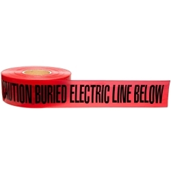 Brady® Identoline® 91295 Electric Line Underground Warning Tape, Black on Red, 1000 ft L x 3 in W x 0.035 in THK