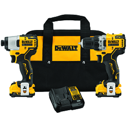 DeWALT® 12V MAX* XTREME™ DCK221F2 Brushless Cordless Drill and Impact Driver Combo Kit, 3/8 in Drive, 1450 in-lb Torque, 12 V DC
