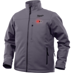 Milwaukee® 201G-202X Insulated Heated Jacket, 2X, Gray, Polyester/Brushed Tricot Lining, 46 to 48 in Chest, Resists: Water and Wind