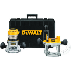 DeWALT® DW618PK Fixed Base/Plunge Heavy Duty EVS Router Combo Kit With Soft Start, Dust Sealed Switch, Dust Sealed Switch, 1/4 in, 1/2 in Chuck, 8000 to 24000 rpm Speed, 2-1/4 hp, 110 V AC