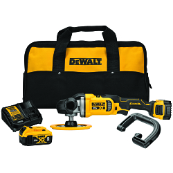 DeWALT® DCM849P2 Cordless Rotary Polisher Kit, 7 in Dia Pad, 5/8-11 Arbor/Shank, 20 V DC, Li-Ion Battery