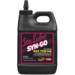 Sta-Lube® 1007824 Syn-Go® Combustible Extended Interval Synthetic Gear Oil, 32 oz Bottle, Light Petroleum Odor/Scent, Liquid Form, SAE 75W140 Grade, Clear/Yellow
