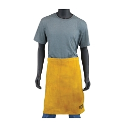 Ironcat® 7012/18 Welding Apron, 18 in L x 24 in W, Kevlar®/Leather, Yellow, Buckle Closure, Sewn Seam