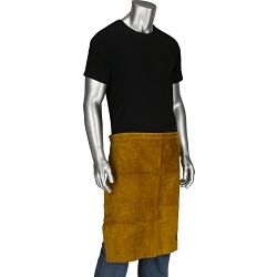 Ironcat® 7012/18 Welding Apron, 18 in L x 24 in W, Kevlar®/Leather, Yellow, Buckle Closure, Sewn Seam