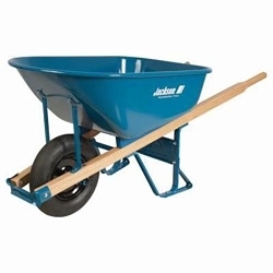 Jackson® M6FFBB Heavy Duty Contractor Wheelbarrow With Flat Free Tire, 6 cu-ft, 1 Wheels, Flat Free Tire with Ball Bearing, Steel Tray, Wood Handle