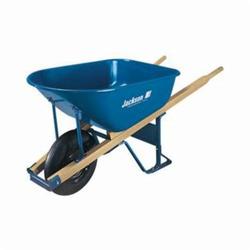 Jackson® M6FFKB Heavy Duty Contractor Wheelbarrow With Knobby Tire, 6 cu-ft, 1 Wheels, Flat Free Knobby Tire with Ball Bearing, Steel Tray, Wood Handle
