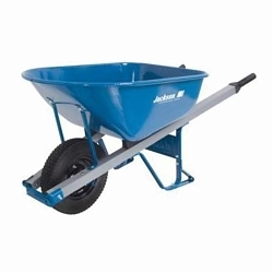 Jackson® M6SFFKB Heavy Duty Contractor Wheelbarrow With Knobby Tire, 6 cu-ft, 1 Wheels, Flat Free Knobby Tire with Ball Bearing, Steel Tray, Steel Handle