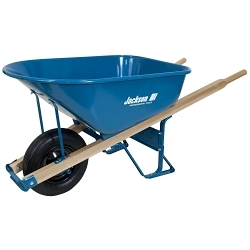 Jackson® M6T22 Wheelbarrow, 6 cu-ft Capacity, Steel Tray, Hardwood Handle