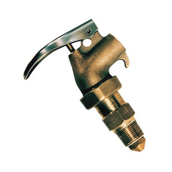 Justrite® 08910 Safety Drum Faucet, 0.8125-27 UNS 2B Inlet, PTFE Seal, Adjustable Closure, Brass Body