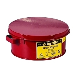 Justrite® 10375 Bench Can, 1 gal Capacity, 9-3/8 in Dia x 4-1/2 in H, Galvanized Steel, Red