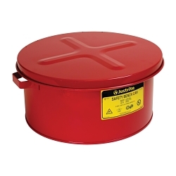 Justrite® 10775 Bench Can, 3 gal Capacity, 13-1/2 in Dia x 6 in H, Galvanized Steel, Red