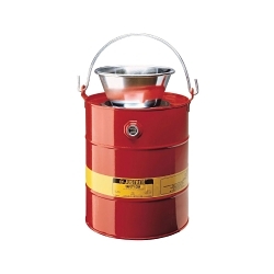 Justrite® 10905 Drain Can With Plated Steel Funnel, 5 gal Capacity, 11-5/8 in Dia, 16-3/4 in H, Steel, Red, FM Approved