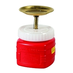 Justrite® 14018 Non-Metallic Plunger Dispensing Can, 1 qt, Brass Dasher/Polyethylene, Red, Brass/Ryton® Plunger, 5 in Dia Dasher Plate