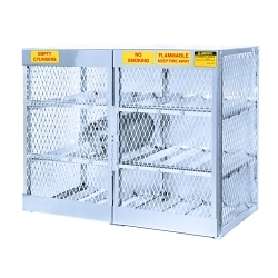 Justrite® 23004 Horizontal LPG Cylinder Locker, (12) 20 lb/33 lb, 49-1/2 in H x 60 in W x 32 in D, Aluminum Roof, Welded Aluminum, Aluminum