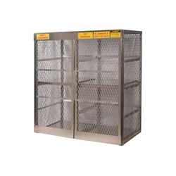 Justrite® 23011 Vertical LPG Cylinder Locker, (16) 20 lb/33 lb, 65 in H x 60 in W x 32 in D, Aluminum Roof, Welded Aluminum, Aluminum