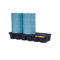 Justrite® 28629 EcoPolyBlend™ Spill Control Pallet With Drain, 3 Drums, 75 gal Spill, 3750 lb Load, 100% Recycled Polyethylene