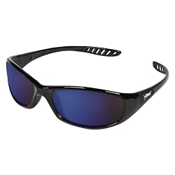 KleenGuard™ 20543 V40 Hellraiser Lightweight Safety Glasses, Anti-Scratch, Blue Mirror Lens, Black, Nylon Frame, Polycarbonate Lens, ANSI Z87.1, CE Certified